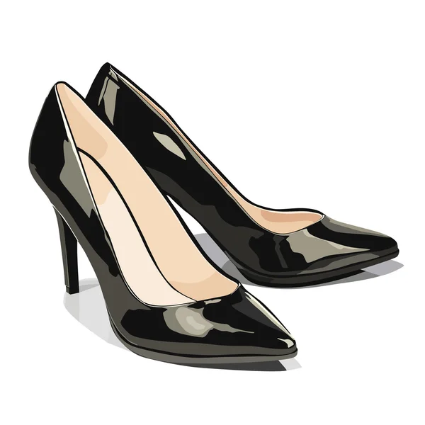 Vector zapatos negros con tacones — Vector de stock