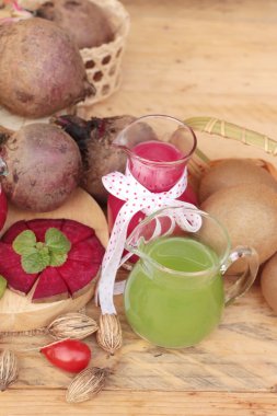 Pancar suyu ve kivi suyu lezzetli