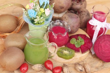 Pancar suyu ve kivi suyu lezzetli