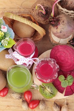 Pancar suyu ve kivi suyu lezzetli