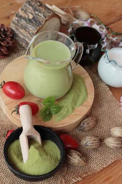 Matcha zöld tea és zöld tea por — Stock Fotó