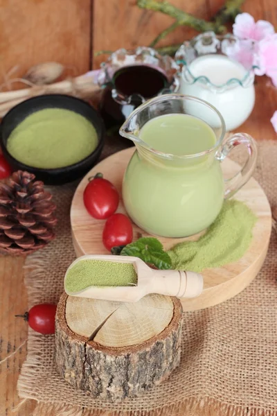 Matcha zöld tea és zöld tea por — Stock Fotó