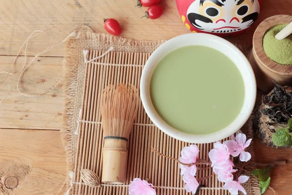 Japán matcha zöld tea és zöld tea por — Stock Fotó