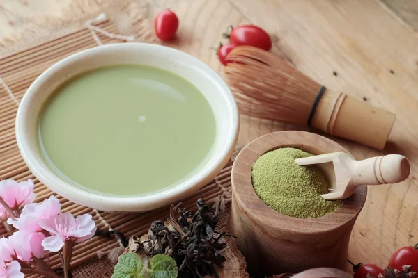 Stock image Japanese matcha green tea and green tea powder