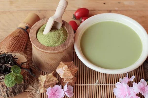 Japán matcha zöld tea és zöld tea por — Stock Fotó