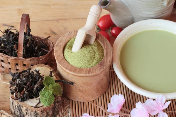 Japán matcha zöld tea és zöld tea por — Stock Fotó