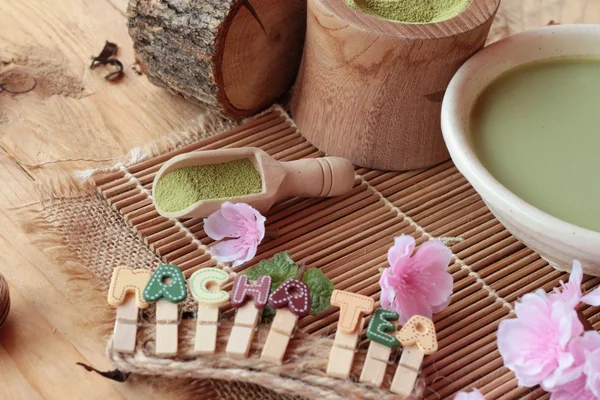 Japán matcha zöld tea és zöld tea por — Stock Fotó