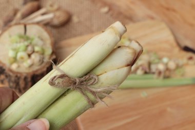 taze limon otu ahşap arka plan üzerinde bitkidir