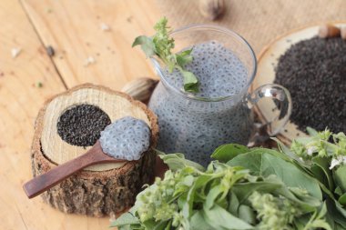 Fesleğen tohumu fiber içecek ve ham tohum için.