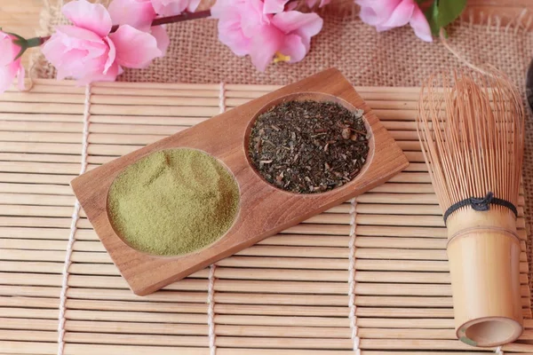 Matcha Groene thee en poeder, Japanse thee — Stockfoto