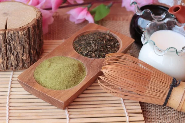 Matcha zöld tea és a por, japán tea — Stock Fotó