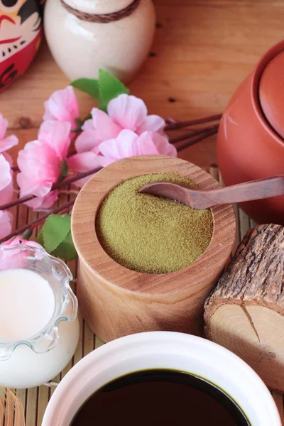 Matcha thé vert et poudre, thé japonais — Photo
