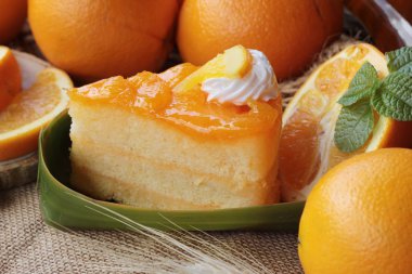 Portakal meyveler ile turuncu kek bir harika