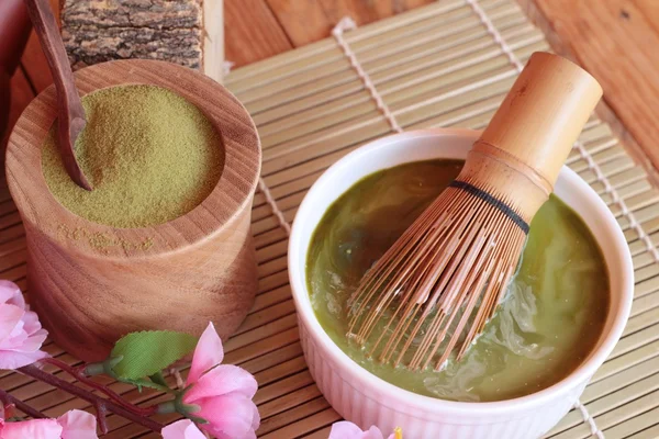 Matcha zöld tea és a por, japán tea — Stock Fotó