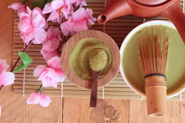 Matcha green tea and powder ,Japanese tea — Stock Photo, Image