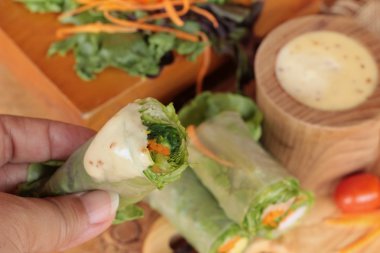 Salata sebze salata sosu ile lezzetli rulo.