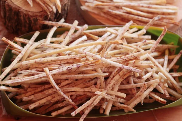 Fresh taro and taro stick with salt — Stock Photo, Image