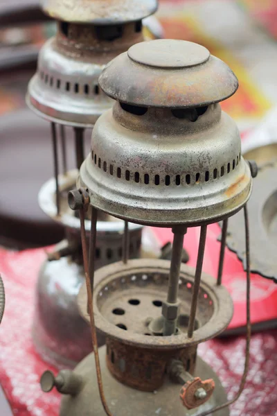 A lot of vintage dirty oil lamp — Stock Photo, Image