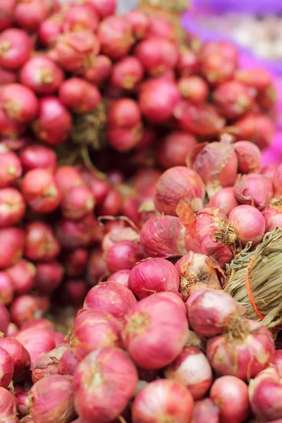 Échalote - oignon rouge asie sur le marché — Photo