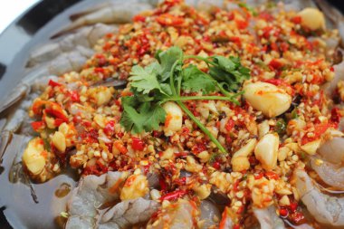 taze baharatlı karides - Asya gıda