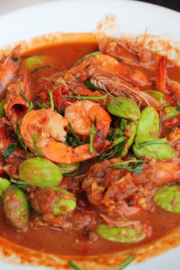 kızarmış karides petai - Asya gıda