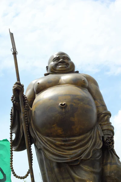 Gold Happy Buddha - in temple — Stock Photo, Image