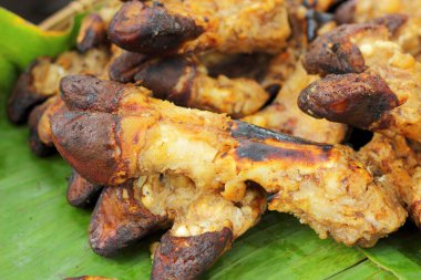 Yemek pişirmek için ızgara domuz bacak