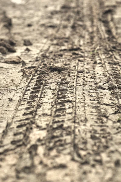 Wheel tracks on the soil. — Stock Photo, Image