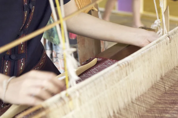 Making handmade weaving thread — Stock Photo, Image