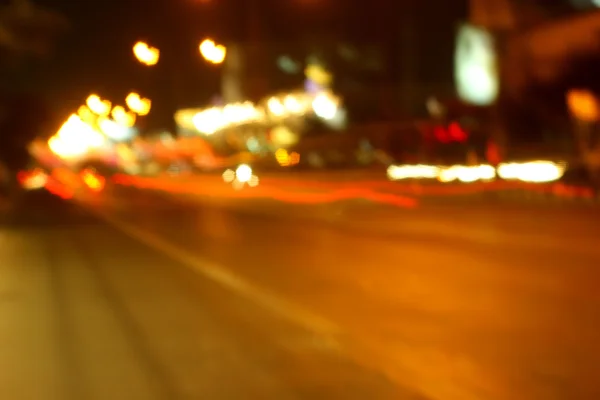 Blurred of car in city at night — Stock Photo, Image