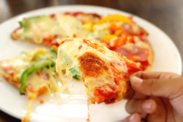 Italian pizza ham cheese and pepper — Stock Photo, Image