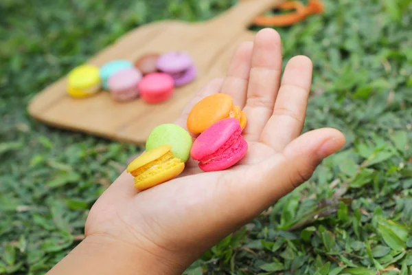 Macaroons franceses multi colorido é delicioso — Fotografia de Stock