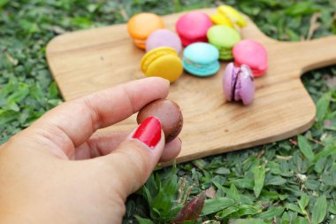 Fransızca macaroons çok renkli lezzetlidir