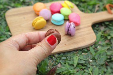 Fransızca macaroons çok renkli lezzetlidir