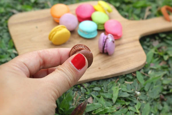 Macarrones franceses multicolor es delicioso — Foto de Stock