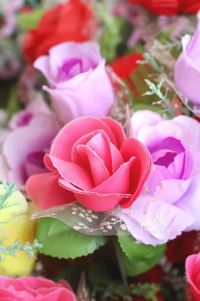 Beautiful vintage roses of artificial flowers — Stock Photo, Image