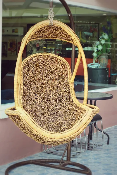 Hanging rattan chair for seating — Stock Photo, Image