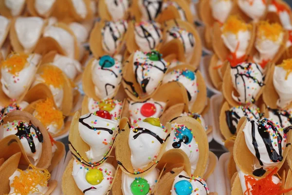 Close up of thai crispy pancake - cream crepes Royalty Free Stock Images