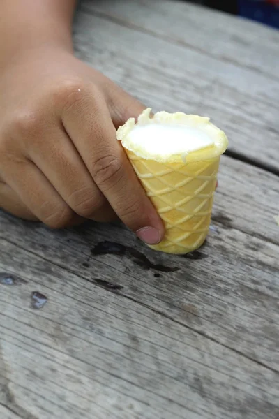 मुले हातात आईस्क्रीम खातात — स्टॉक फोटो, इमेज