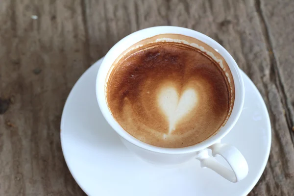 Hot latte coffee in glass — Stock Photo, Image