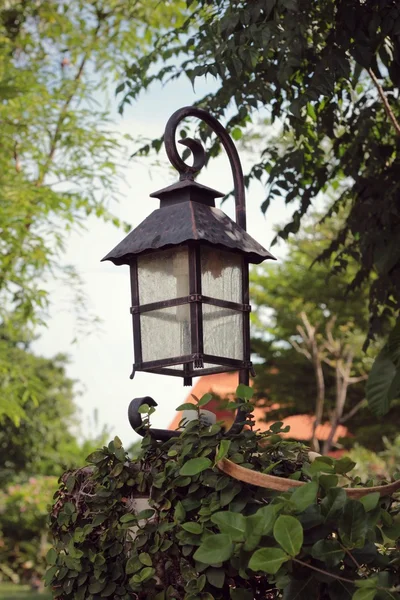 Lanternă în parc și copaci . — Fotografie, imagine de stoc