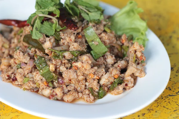 Thai Spicy minced pork salad of delicious. — Stock Photo, Image