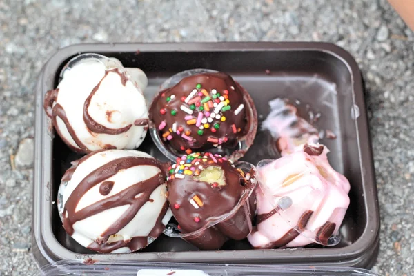 Close up of chocolate and strawberry truffle. — Stock Photo, Image