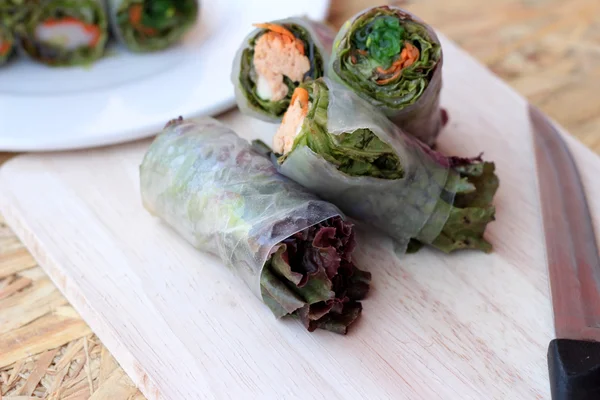 Vegetable salad wrapped into spring rolls delicious — Stock Photo, Image