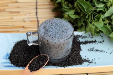 Fesleğen tohumu fiber içecek ve ham tohum için