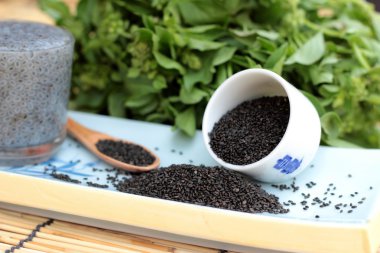 Fesleğen tohumu fiber içecek ve ham tohum için