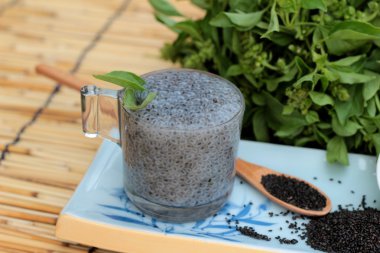 Fesleğen tohumu fiber içecek ve ham tohum için