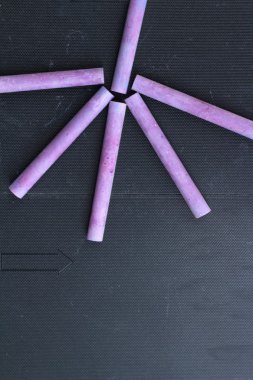 Colorful chalk placed of beautiful