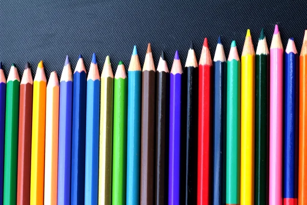 Colorful pencils - isolated on black background — Stock Photo, Image