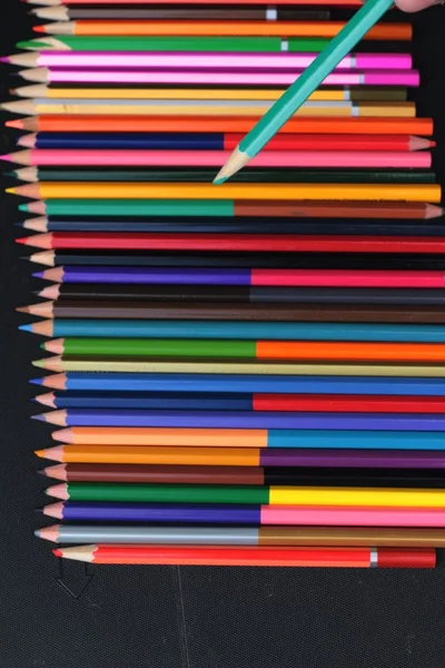 Colorful pencils - isolated on black background — Stock Photo, Image